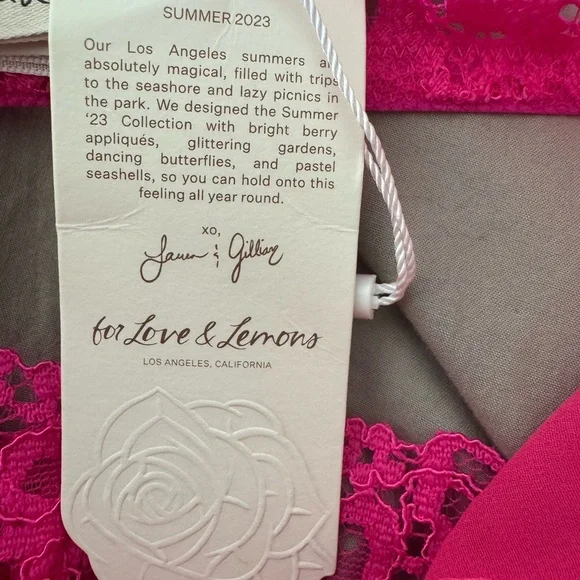 NWT For Love And Lemons Beautiful Pink Lingerie Lace Butterflies Size Small - Picture 7 of 9